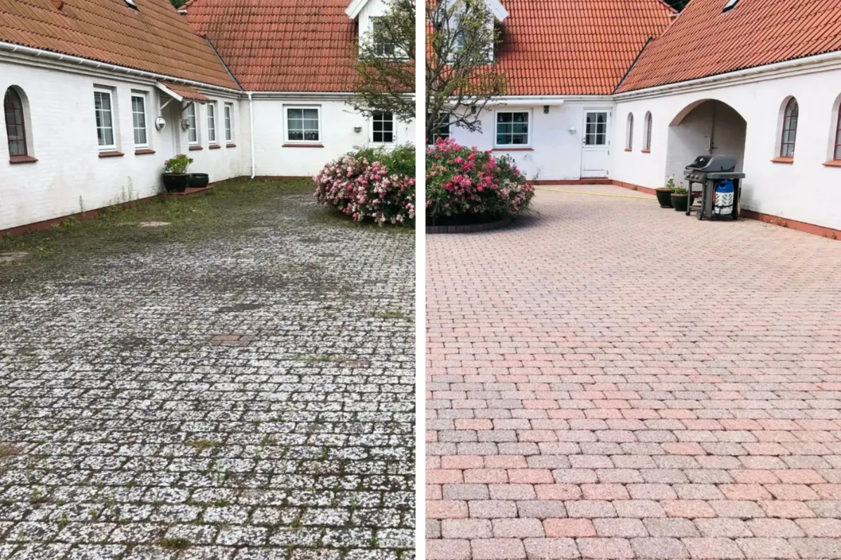 Dvor pred a po čistení